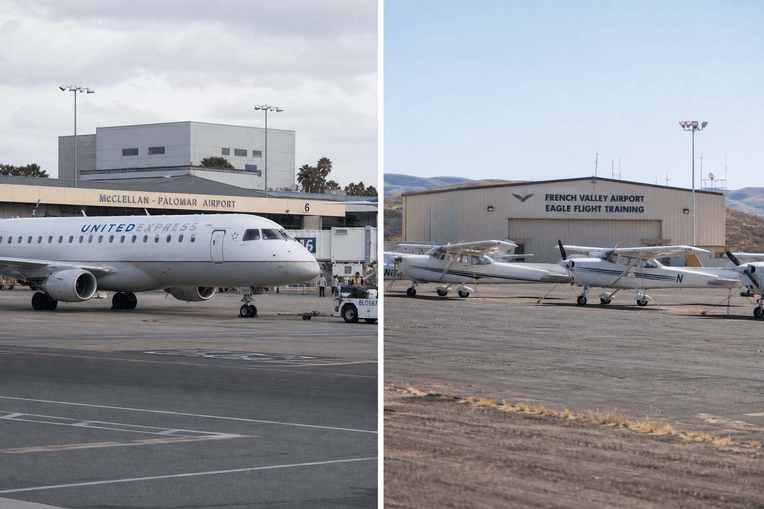 French Valley Airport Cessnas versus regional jet commercial service