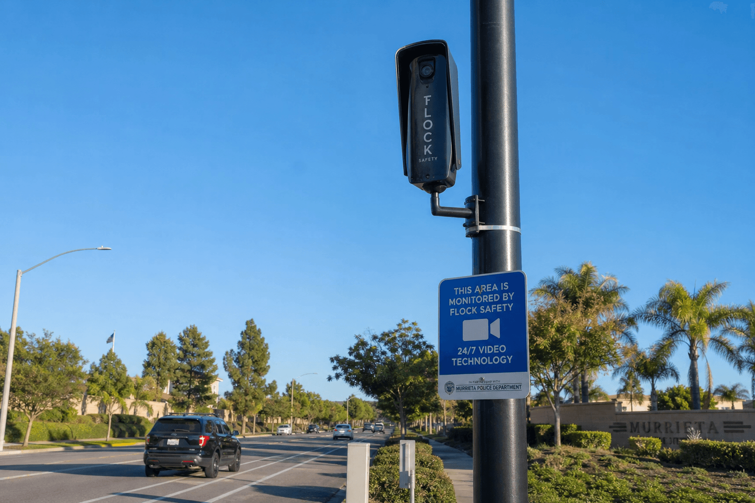 Murrieta license plate readers camera mounted on street pole